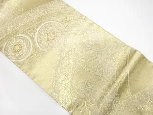 鏡裏に花鳥模様織出し袋帯